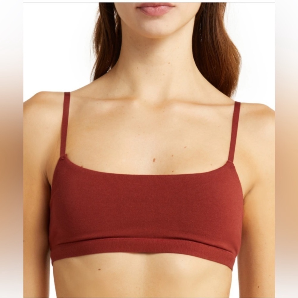 ♥️SKIMS COTTON (B17) JERSEY SCOOP NECK BRA BRALETTE IN SANGRIA XXS